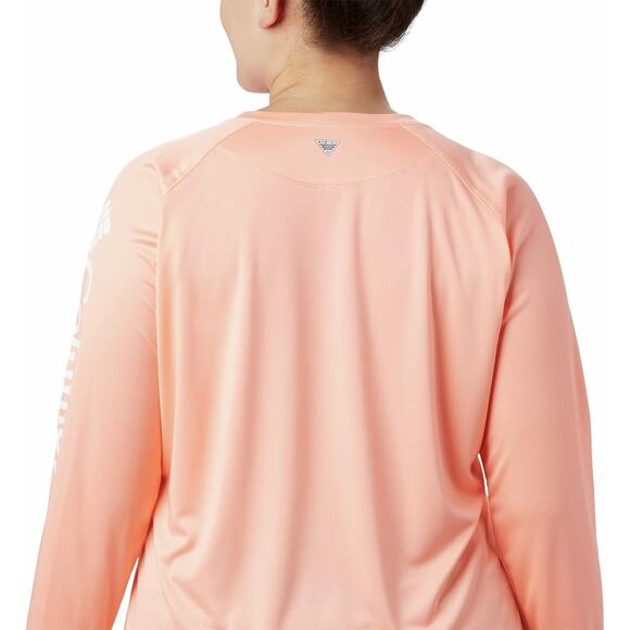 Columbia Women Tidal Tee II Long Sleeve Shirt Plus Size Size 2X Tiki Pink/White - Picture 4 of 5